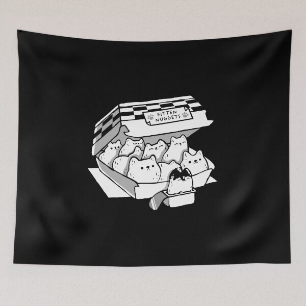 Item preview, Kitten Nuggets Fast Food Cat Black and White by Tobe Fonseca designed and sold by Tobe Fonseca®.
