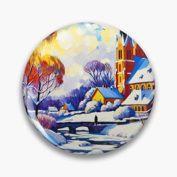 Artikelvorschau, Kirche im fauvistischen Vintage-Stil bemalt entworfen und verkauft von CristalleLisa.