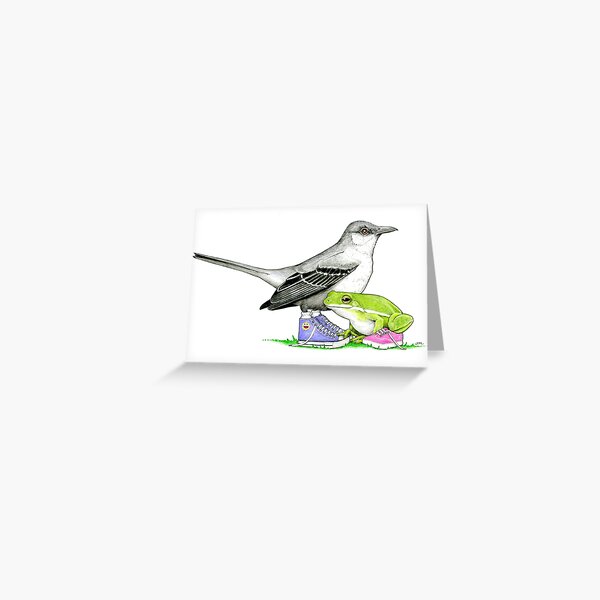 Item preview, Mockingbird and Frog in Sneakers designed and sold by JimsBirds.