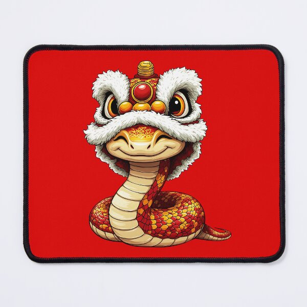 Item preview, Cute Snake with Chinese Lion Dance Costume Funny Lunar New Year 2025 designed and sold by masterdeer.