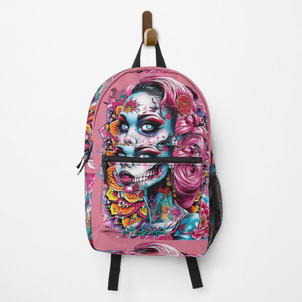 Item preview, women Emotion Face tattoo skull flowers designed and sold by macadolie.