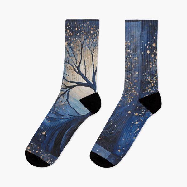 Item preview, Starry Night Sky with Tree Silhouettes Pattern designed and sold by Traloch O'Laoi.
