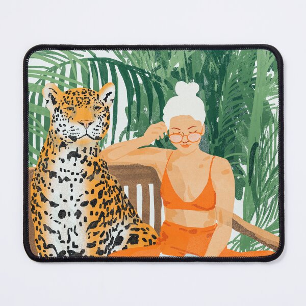 Item preview, Jungle Vacay | Modern Bohemian Blonde Woman Tropical Travel | Leopard Wildlife Forest Reader designed and sold by 83oranges.com.