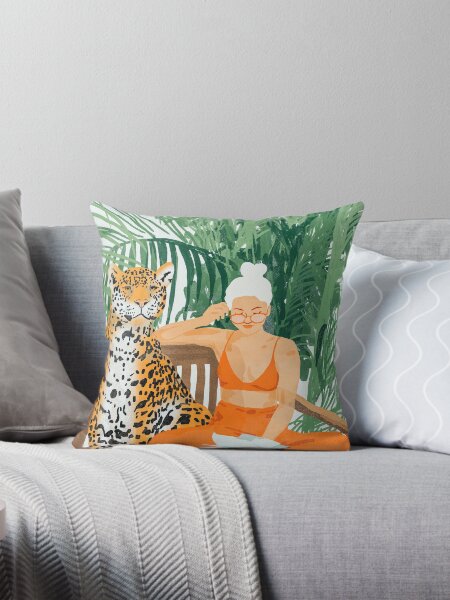 Item preview, Jungle Vacay | Modern Bohemian Blonde Woman Tropical Travel | Leopard Wildlife Forest Reader designed and sold by 83oranges.
