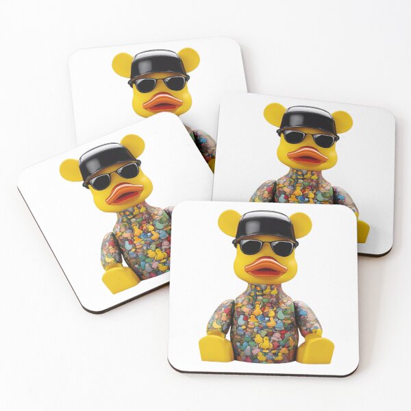 Item preview, A charmingly stylized duck figurine dressed in a vibrant magenta suit with a teal shirt, a playful bowtie, and golden accents. The toy boasts a whimsical design and colorful details. designed and sold by KanDa-Shop.