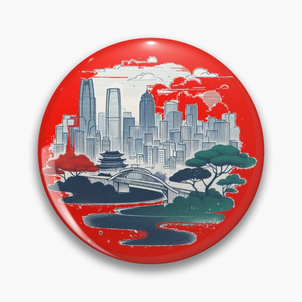 Item preview, South Korea Ilsan City Landmark Retro Minimalist Skyline Illustration, designed and sold by PaintMeWorld.