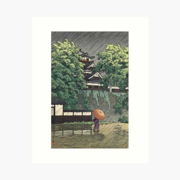 Item preview, Udo Tower, Kumamoto Castle in Rain - Kawase Hasui designed and sold by Martstore.