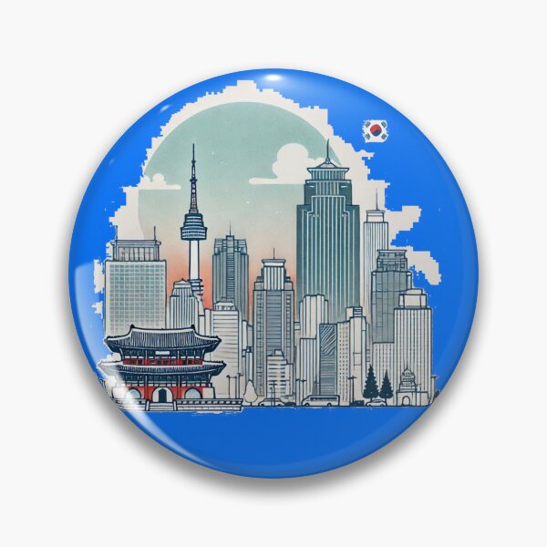 Item preview, South Korea Ilsan City Landmark Retro Minimalist Skyline Illustration, designed and sold by PaintMeWorld.