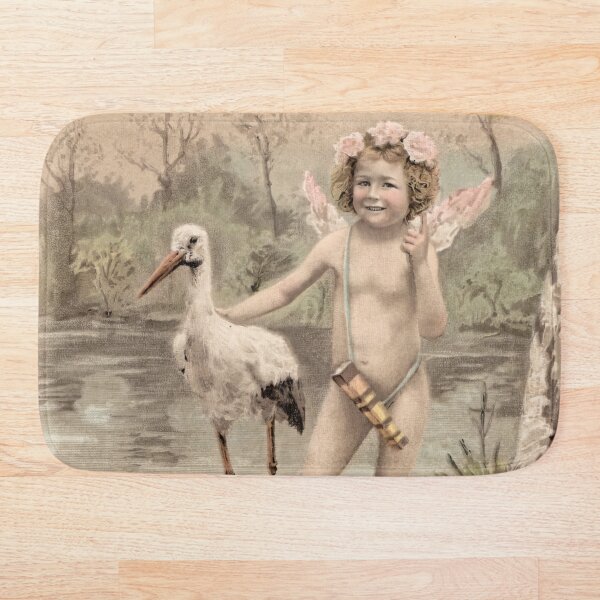 Item preview, Vintage Cherub with Stork by the Lake - Hand-Tinted Art Print designed and sold by CASturgill.