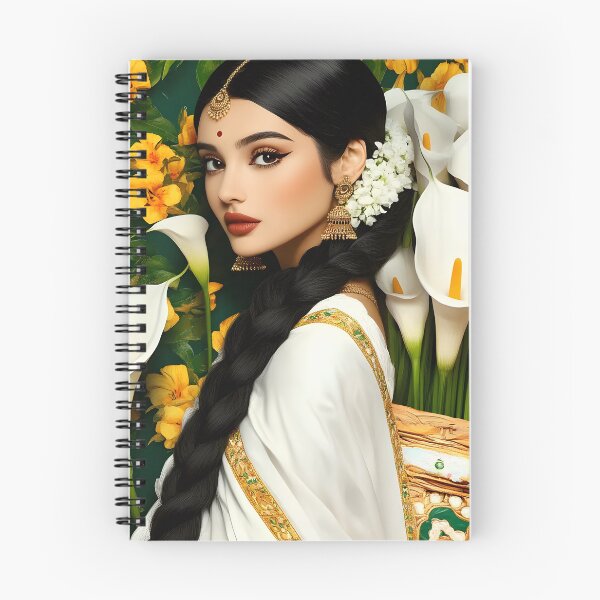 Item preview, Elegant woman in white surrounded by vibrant flowers designed and sold by Artessie.