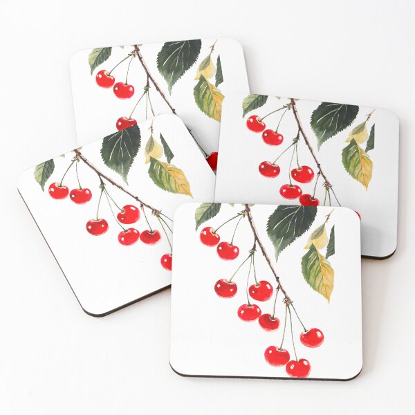 Item preview, Watercolor Style Cherry Artwork with Green Leaves. Botanical Illustration of Cherries with Detailed Leaves designed and sold by Anastasiia Yurevych.