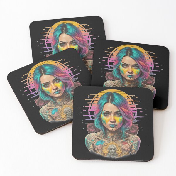 Item preview, woman with expressive tattoos designed and sold by Izabela Włodarczyk.