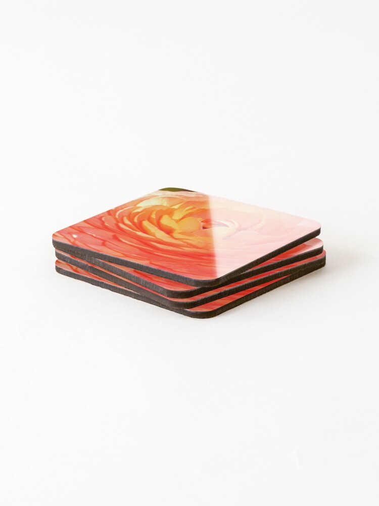Thumbnail 4 of 5, Coasters (Set of 4), Pink Ranunculus designed and sold by CapturedByKate.