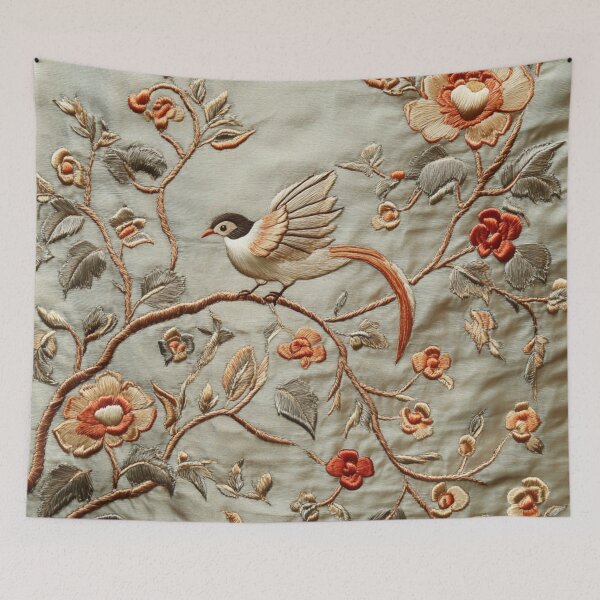 Item preview, Chinese Silk Floral Bird Carpet designed and sold by GrinGalore.