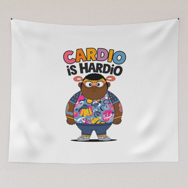 Item preview, Cardio is Hardio, Snack King Chronicles, silly, fat, lazy funnyfits70, Humor, Funny, retro, vintage, funny quotes, animal humor, designed and sold by FunnyFits70.