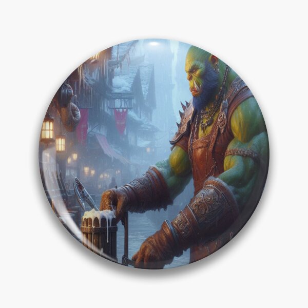 Item preview, AI generated orc bartender, dystopian fantasy designed and sold by AI-this-is-AI.