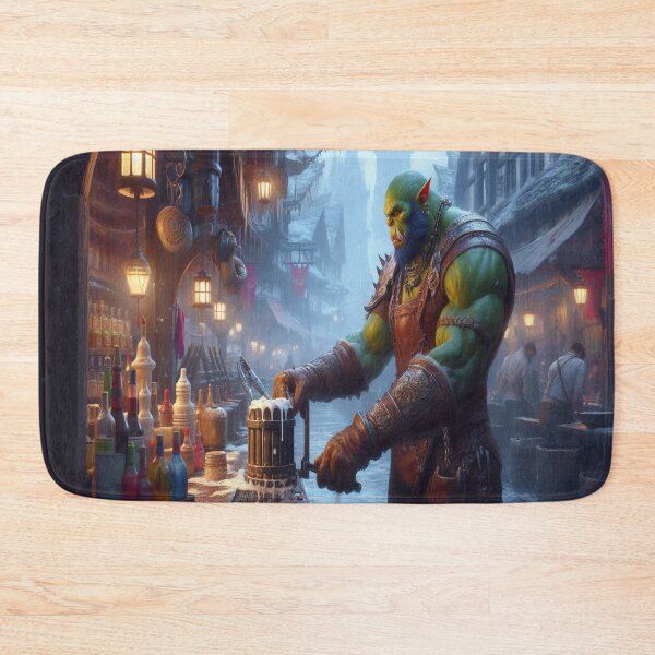 Item preview, AI generated orc bartender, dystopian fantasy designed and sold by AI-this-is-AI.