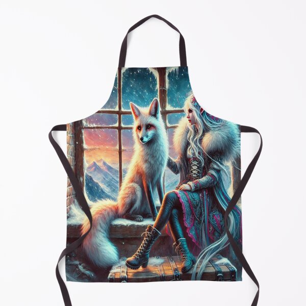 Item preview, AI generated fox and elf sitting in window, dystopian fantasy designed and sold by AI-this-is-AI.