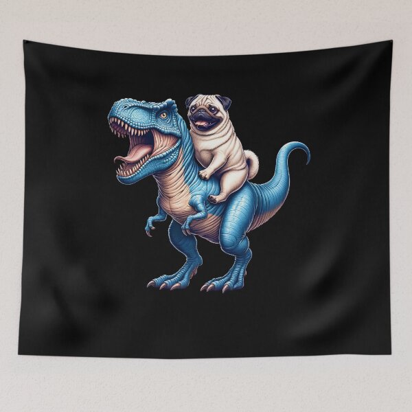 Item preview, Pug Riding Dinosaur Lover designed and sold by Kimberley King Art  King Art.