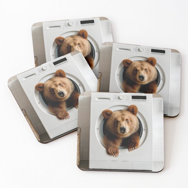 Item preview, Bear in a Washing Machine, Funny Bathroom Art designed and sold by CheekyAnimalz.