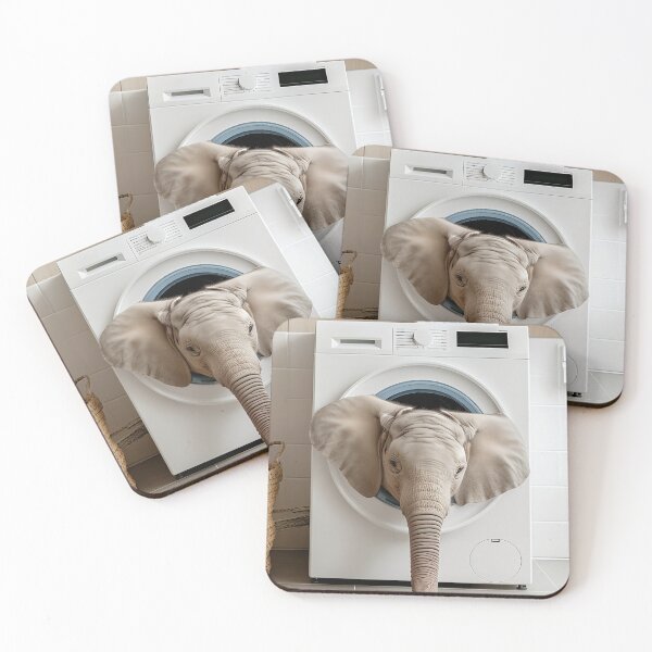 Item preview, Elephant in a Washing Machine, Funny Bathroom Art designed and sold by CheekyAnimalz.