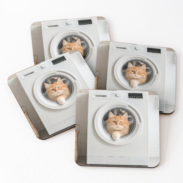 Item preview, Cat in a Washing Machine, Funny Bathroom Art designed and sold by CheekyAnimalz.