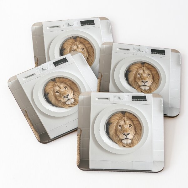 Item preview, Lion in a Washing Machine, Funny Bathroom Art designed and sold by CheekyAnimalz.