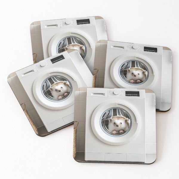 Item preview, Hedgehog in a Washing Machine, Funny Bathroom Art designed and sold by CheekyAnimalz.