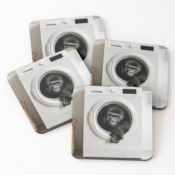 Item preview, Gorilla in a Washing Machine, Funny Bathroom Art designed and sold by CheekyAnimalz.