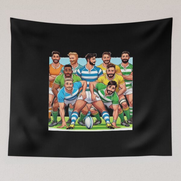Item preview, Feeling Cheeky Rugby Fun Daddies - LGBTQ Gay Pride Berber Brushstrokes Graphic Design designed and sold by ItsAKinkThing.
