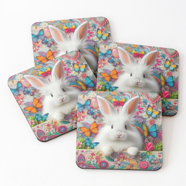 Item preview, Rabbit surrounded by cheerful colors reminiscent of spring designed and sold by Krea-kassandra.