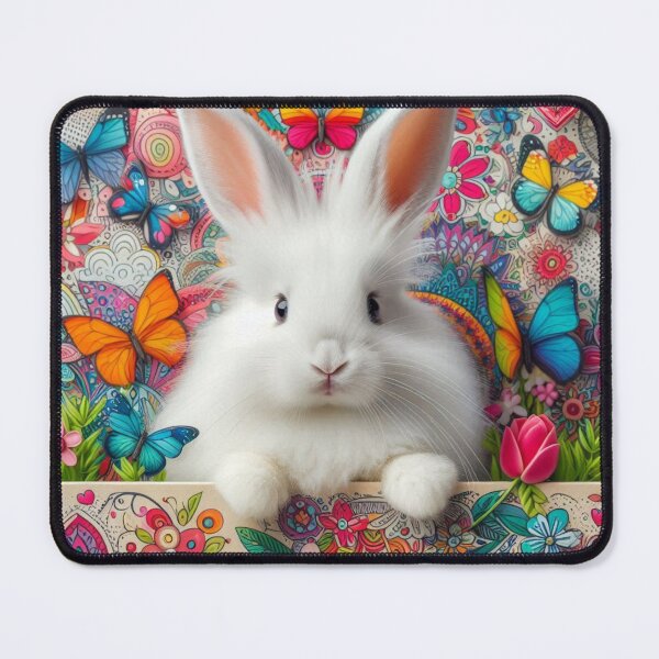 Item preview, Rabbit surrounded by cheerful colors reminiscent of spring designed and sold by Krea-kassandra.