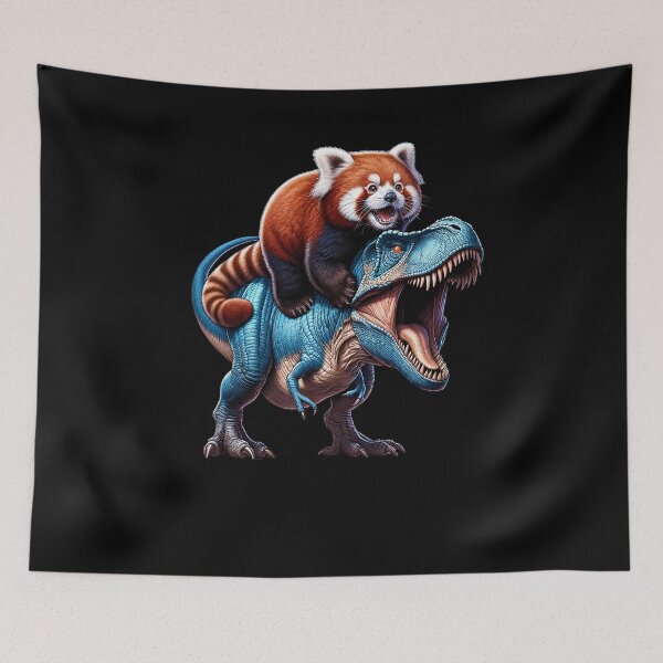 Item preview, Red Panda Riding Dinosaur Lover designed and sold by Kimberley King Art  King Art.