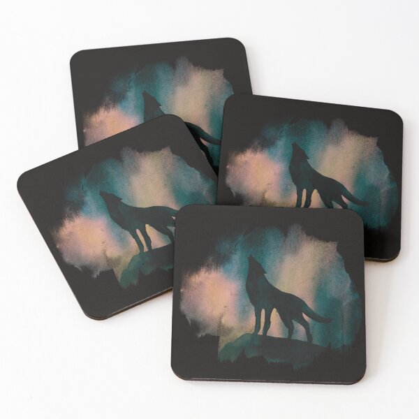 Item preview, howling wolf with northern lights, wolf motif designed and sold by CorvusLunaArt.