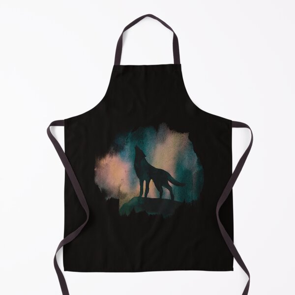 Artikelvorschau, heulender Wolf mit Polarlichtern, Wolf Motiv entworfen und verkauft von CorvusLunaArt.