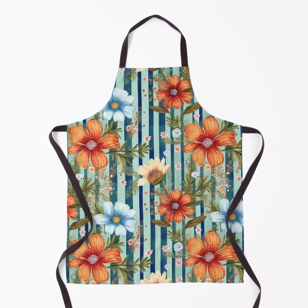 Item preview, Continuous floral and blue striped graphic pattern design with green background designed and sold by Clara Fruggeri.