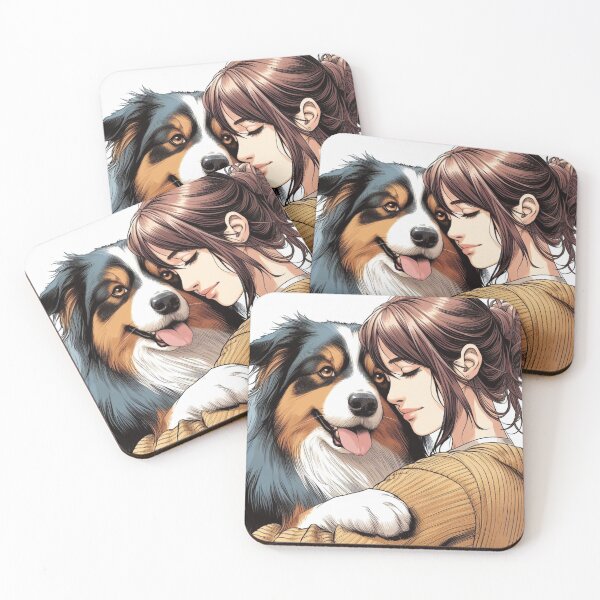 Item preview, cuddling with his australian shepherd dog designed and sold by Krea-kassandra.