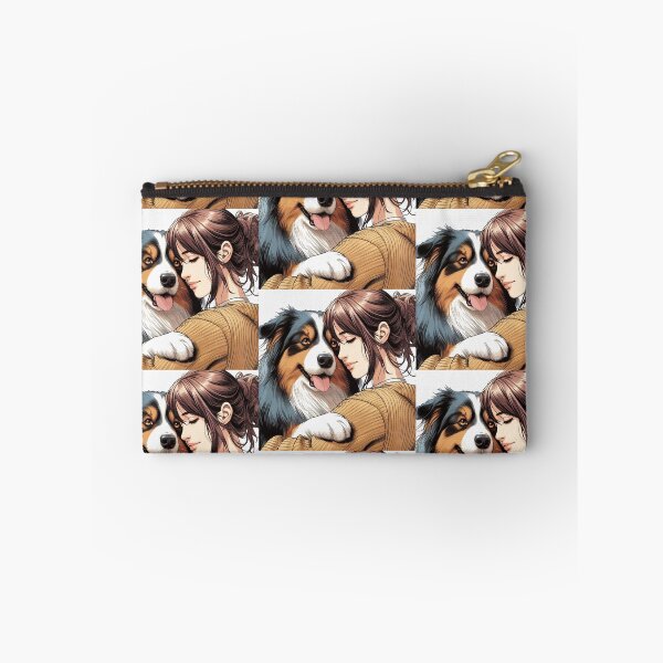 Aperçu de l'œuvre calin avec son chien berger australien créée et vendue par Krea-kassandra.