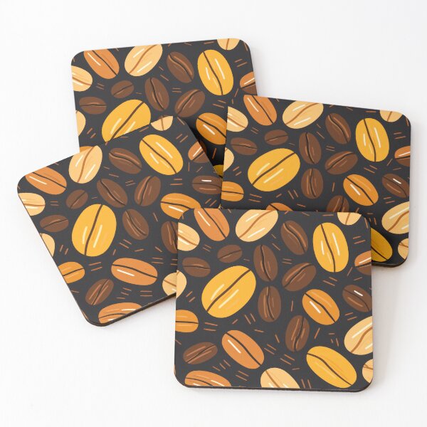 Item preview, Coffee beans pattern on dark background designed and sold by Lama Studio.