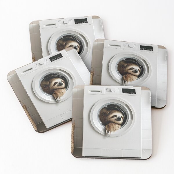 Item preview, Sloth in a Washing Machine, Funny Bathroom Art designed and sold by CheekyAnimalz.