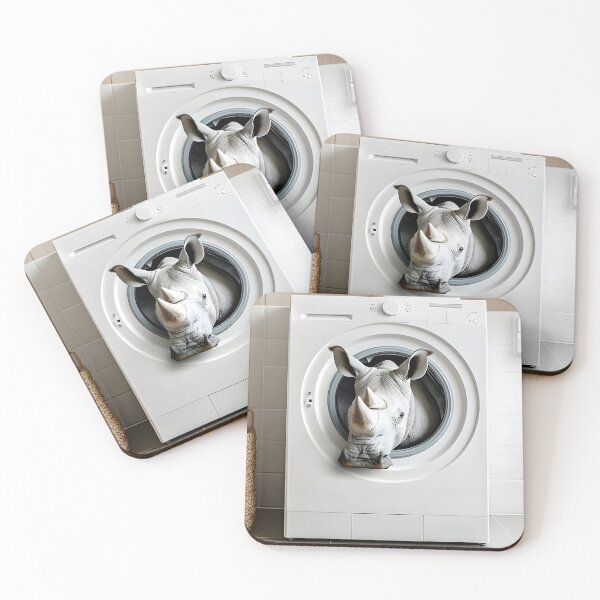 Item preview, Rhino in a Washing Machine, Funny Bathroom Art designed and sold by CheekyAnimalz.
