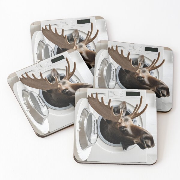 Item preview, Moose in a Washing Machine, Funny Bathroom Art designed and sold by CheekyAnimalz.