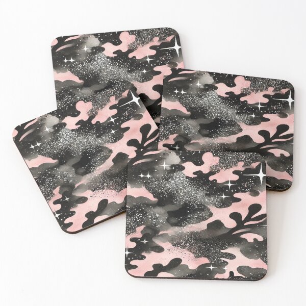 Item preview, Glitter Black and Pink Watercolor Camouflage Pattern designed and sold by 0Mystica0.
