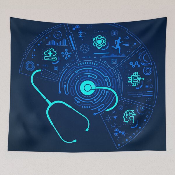 Item preview, telemedicine healthcare technology stethoscope electronic pattern futuristic interface designed and sold by NiamLab.