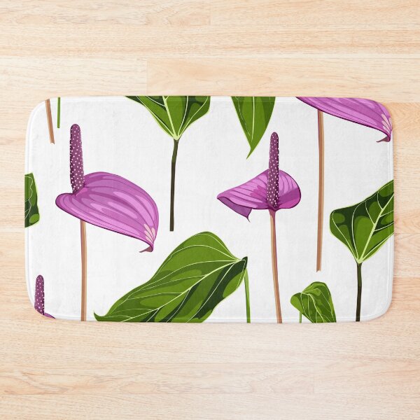 Artikelvorschau, Anthurium. Nahtloses Blumenmuster mit violetten, glänzenden Blüten und Anthuriumblättern. entworfen und verkauft von MatyKotiv.