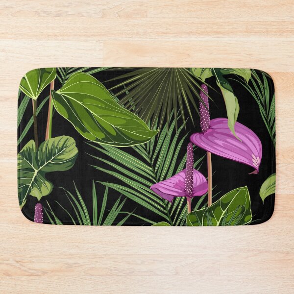 Item preview, Anthurium. Seamless floral pattern with violet glossy flowers and anthurium and palm leaves.  designed and sold by MatyKotiv.