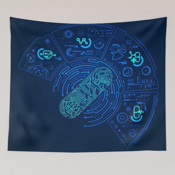 Item preview, bioengineering healthcare technology 3D pill electronic pattern futuristic interface designed and sold by NiamLab.