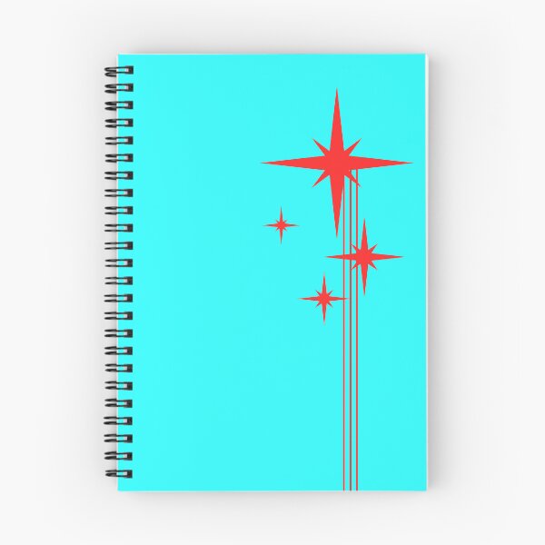 Item preview, 1950s Atomic Age Retro Starbursts in Bright Aqua Turquoise and Red designed and sold by kierkegaard.