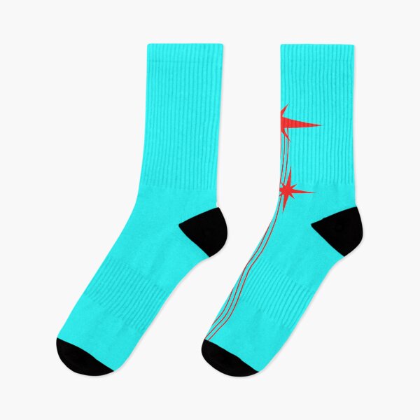 Item preview, 1950s Atomic Age Retro Starbursts in Bright Aqua Turquoise and Red designed and sold by kierkegaard.