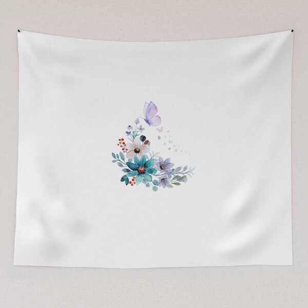 Item preview, butterfly and purple flowers designed and sold by Fekra-Design.